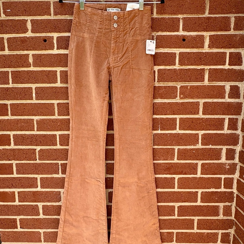 We The Free Tan Flare Wide Leg Jeans